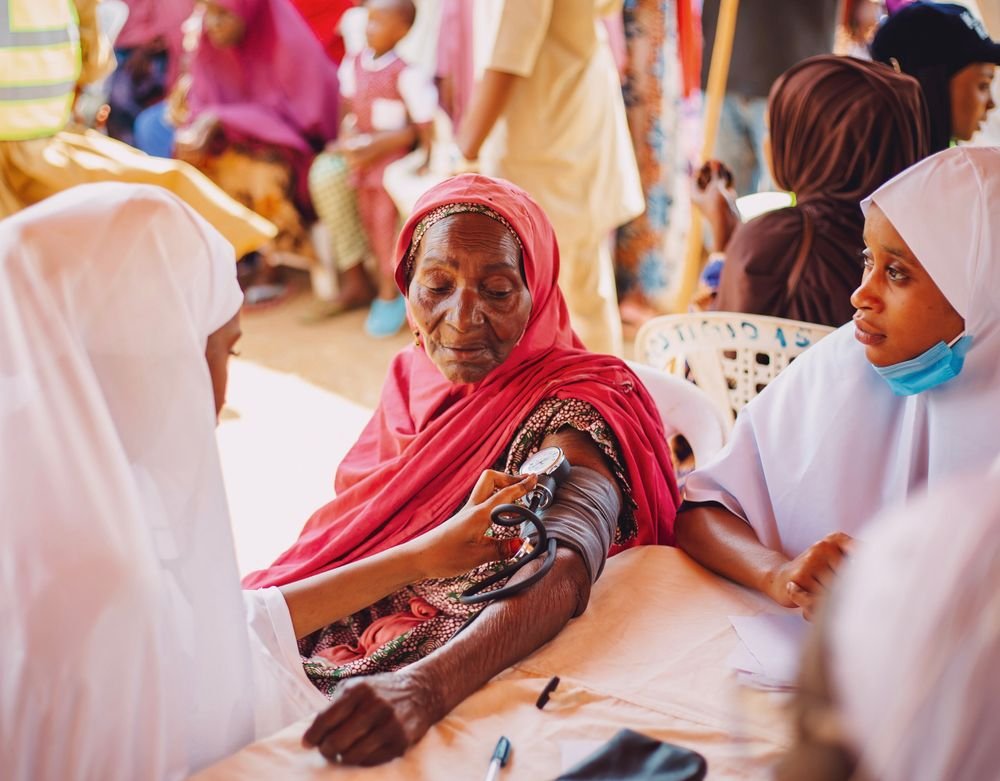 Community health checkup outdoors